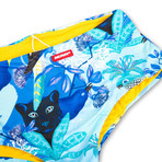 Swim Squared Pappagalli Reversible Swim Trunks // Yellow + Multicolor (XL)