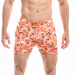 Badehose Delfino Swim Shorts // Orange + Multicolor (M)