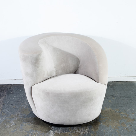 Vladimir Kagan for Directional Suede Nautilus Swivel Lounge Chair