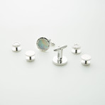 Ike Behar // Rhodium Plated Formal Stud // Silver + White