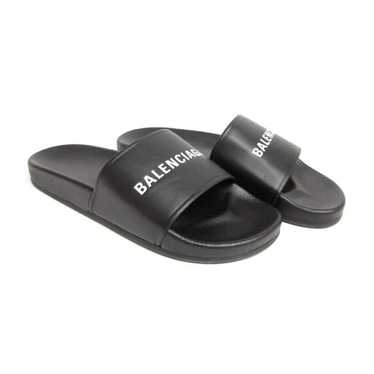 Balenciaga // Logo Pool Slides // Black (US: 8) - Designer Sandals ...