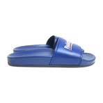 Balenciaga // Campaign Logo Flat Pool Slides // Blue (US: 8)
