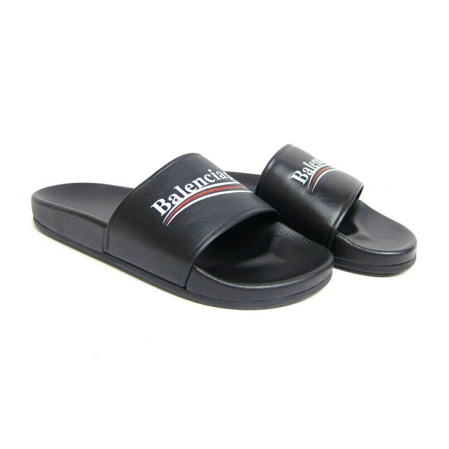 balenciaga logo campaign flat pool slide sandal