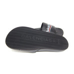 Balenciaga // Campaign Logo Flat Pool Slides // Black (US: 6)