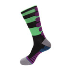 Peak Stripe Athletic Socks // Black + Lime