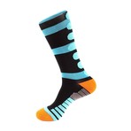 Champion Stripe Athletic Socks // Black + Light Blue
