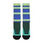 Champion Stripe Athletic Socks // Green + Blue