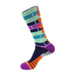 Brick Stripe Athletic Socks // Green + Blue Multi