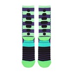 Lane Stripe Athletic Socks // Black + Green + Purple