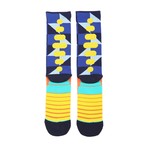Checker Athletic Socks // Blue + Yellow