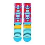 Zig Zag Athletic Socks // Fuchsia Red + Blue