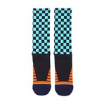 Checker Flag Athletic Socks // Blue Multi