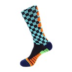 Checker Flag Athletic Socks // Blue Multi
