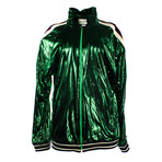 Men's Oversize Laminated Jersey Jacket // Green (L)