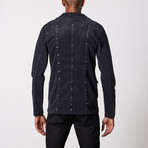 Studded Premium Cotton Denim Jacket // Black (XL)