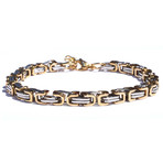 Adjustable Byzantine Stainless Steel Bracelet // Silver + Gold
