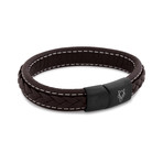Fides Leather Bracelet // Matte Black + Brown (7.08"L)