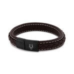 Fides Leather Bracelet // Matte Black + Brown (7.08"L)
