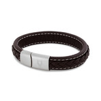 Fides Leather Bracelet // Silver + Brown (7.08"L)