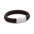 Fides Leather Bracelet // Silver + Brown (7.08"L)