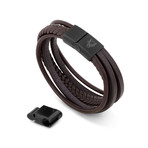 Pax Leather Bracelet // Matte Black + Brown (7.08"L)