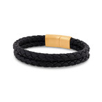 Simplicitas Leather Bracelet // Matte Gold + Black (7")