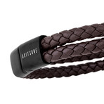 Simplicitas Leather Bracelet // Matte Black + Brown (7")