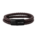 Simplicitas Leather Bracelet // Matte Black + Brown (7")