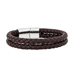 Simplicitas Leather Bracelet // Silver + Brown (7")