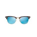 Unisex Clubmaster Sunglasses // Tortoise + Blue Mirror