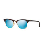 Unisex Clubmaster Sunglasses // Tortoise + Blue Mirror