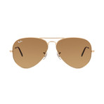 Unisex Large Metal Aviator Sunglasses // Gold + Brown
