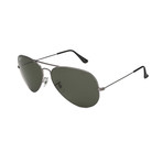 Aviator Large Metal Polarized Sunglasses // Gunmetal + Crystal Green
