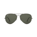 Aviator Large Metal Polarized Sunglasses // Gunmetal + Crystal Green