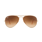 Unisex Aviator Large Metal Sunglasses // Gold + Brown Gradient