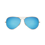 Aviator Large Metal Sunglasses // Gold + Blue Flash