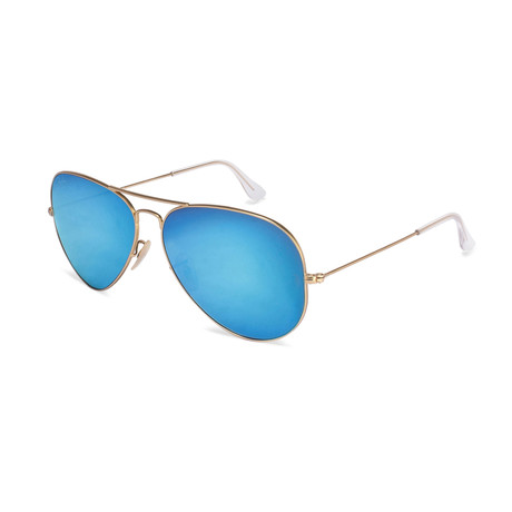 Aviator Large Metal Sunglasses // Gold + Blue Flash