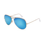 Aviator Large Metal Sunglasses // Gold + Blue Flash