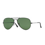 Unisex Large Aviator Sunglasses // Black + Green