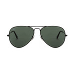 Unisex Large Aviator Sunglasses // Black + Green