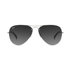 Unisex Polarized Large Aviator Sunglasses // Silver + Silver Mirror