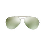 Blaze Aviator Sunglasses // Silver Steel + Dark Green