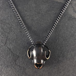 Black Cougar Skull Necklace (Bronze // 20" Gunmetal Chain)