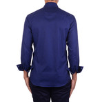 Paisley Long Sleeve Shirt // Navy Blue (2XL)
