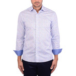 Poplin Geometric Print Long Sleeve Shirt // White (L)