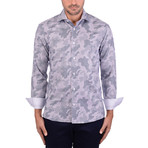 Jacquard Long Sleeve Shirt // Navy Blue (M)