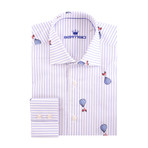 Baloon & Scoter Poplin Print Long Sleeve Shirt // White (L)