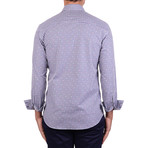 Checked Dobby Long Sleeve Shirt // Navy Blue (XL)