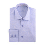 Paisley Jacquard Long Sleeve Shirt // Blue (S)