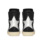 Saint Laurent // Men's Star-Back Leather High-Top Sneaker // Black + Silver (Euro: 43.5)